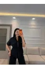 Fermuarlı Bel Büzgülü Tensel Takım