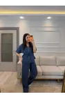 Fermuarlı Bel Büzgülü Tensel Takım