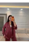 İthal Kumaş Parlak Kapüşonlu Takım