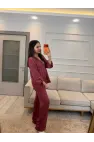 İthal Kumaş Parlak Kapüşonlu Takım