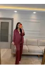 İthal Kumaş Parlak Kapüşonlu Takım