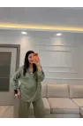 İthal Kumaş Parlak Kapüşonlu Takım