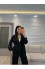 İthal Kumaş Parlak Kapüşonlu Takım