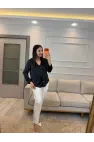 Sedef Düğmeli Saten Gömlek