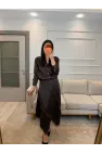 Saten Çapraz Dantel Etek