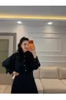 Pelerin Detaylı Etek Gömlek Takım
