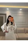 Pelerin Detaylı Etek Gömlek Takım