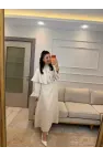 Pelerin Detaylı Etek Gömlek Takım