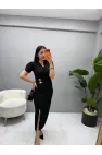 Kruvaze Gold Aksesuarlı Elbise