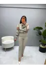 Desenli Bağlama Detaylı Gömlek
