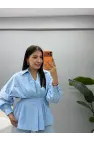 Bel Pensli Bağlamalı Gömlek