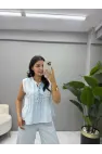 Bağlama Detaylı Bluz Pantolon Takım