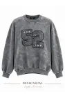Baskılı Yıkamalı Sweatshirt