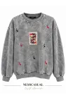Baskılı Yıkamalı Sweatshirt