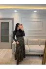 Bel Drapeli Şifon Etek