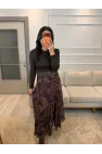 Bel Drapeli Şifon Etek