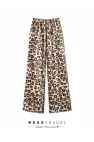 Bel Lastikli Saten Leopar Pantolon
