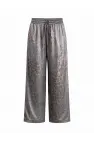 Bel Lastikli Saten Leopar Pantolon