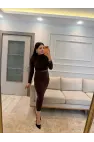 Bel Omuz Pile Beli Tül Detay Elbise