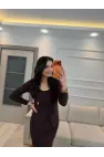 Belden Toka Detay Eteği Kruvaze Elbise