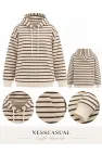 Çizgili Üç İplik Kapüşonlu Sweatshirt