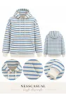 Çizgili Üç İplik Kapüşonlu Sweatshirt