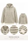 Çizgili Üç İplik Kapüşonlu Sweatshirt