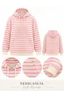 Çizgili Üç İplik Kapüşonlu Sweatshirt