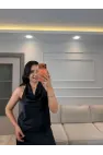 Degaje Yaka Saten Bluz