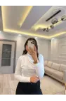 Düğmeli Drapeli Bluz