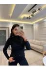 Düğmeli Drapeli Bluz
