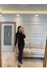 Düşük Omuz Simli Elbise