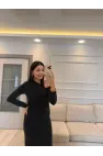 Düşük Omuz Simli Elbise