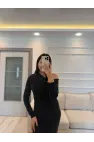 Düşük Omuz Simli Elbise