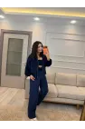 Fermuar Detaylı Kadife Üçlü Takım