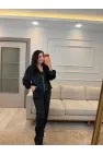 Fermuar Detaylı Kadife Üçlü Takım
