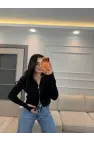 Fermuarlı Kısa Triko Hırka