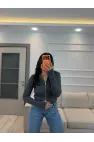 Fermuarlı Kısa Triko Hırka