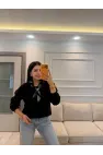 Fularlı Üç İplik Sweatshirt