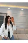 Harem Zımba Detaylı Denim Ceket