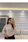 Kalp Düğmeli Büzgü Bantlı Bluz