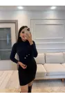 Kalp Düğmeli Büzgü Bantlı Bluz