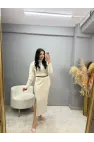 Kante Yırtmaç Detaylı Triko Elbise