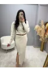 Kante Yırtmaç Detaylı Triko Elbise
