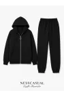 Kapişonlu Fermuarlı Sweatshirt Eşofman Takım
