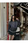 Kapitone Denim Detaylı Bomber Mont