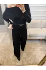 Kemerli Crep Kumaş Pantolon