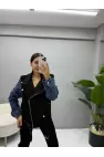 Kol Denim Detaylı Süet Mont