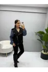 Kol Denim Detaylı Süet Mont