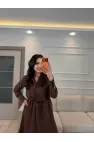 Kruvaze Gömlek Yaka Elbise